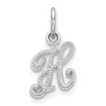 10K White Gold Initial H Charm Pendant - (A88-292)